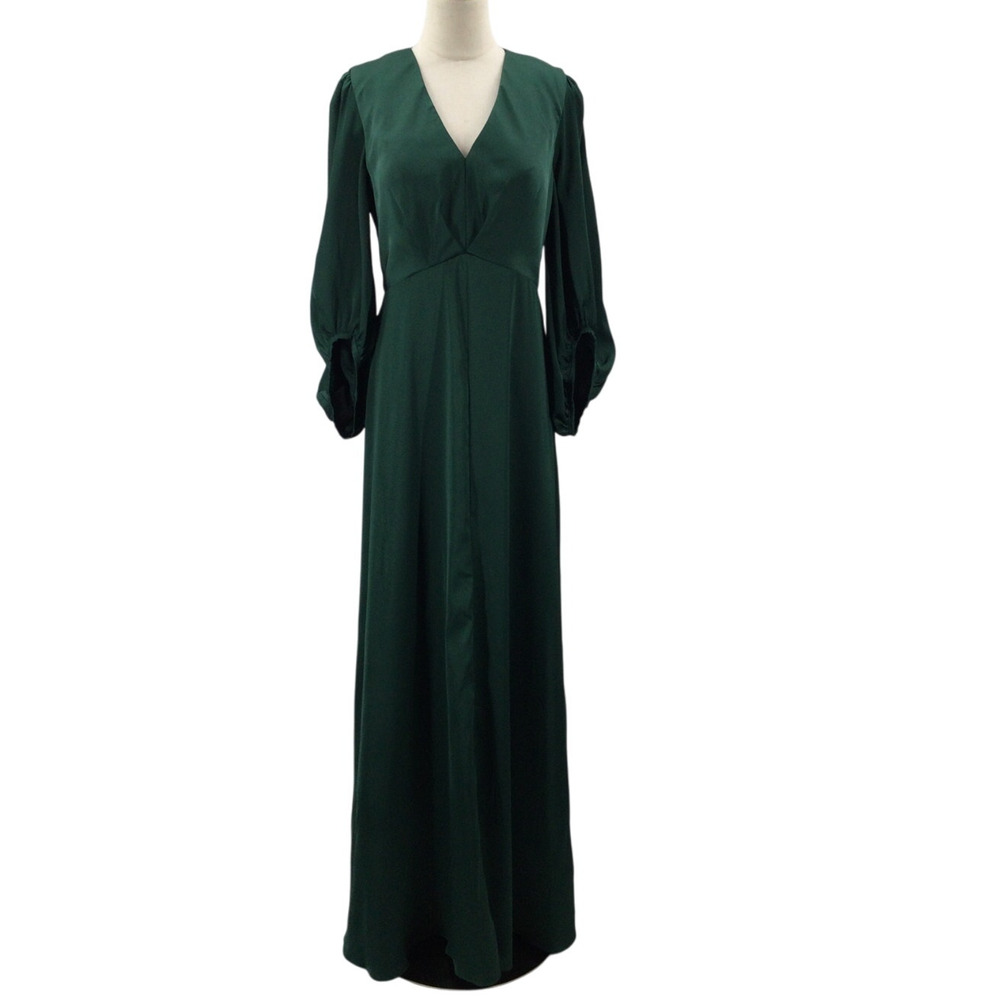 AW BRIDAL SZ 8 M Hunter Green satin bridesmaid formal party maxi dress  NEW 0B3